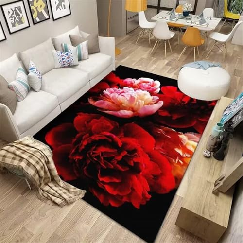 RUGMRZ Decoracion Dormitorio Juvenil 60x90CM Nero Alfombras De Matrimonio alargadas Alfombra Rectangular roja Cocina Niña