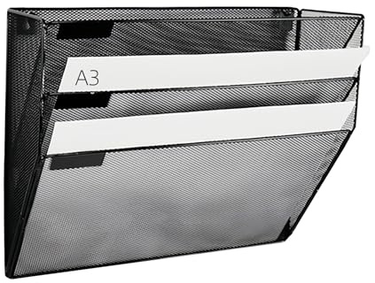 YFS Wandordner mit 3 Ebenen, A3, Büro-Hänge-Zeitschriftenhalter, vertikaler Briefpapier-Ordnerhalter, Heimbüro-Organisation und Aufbewahrung, Schwarz (3 Etagen, schwarz)