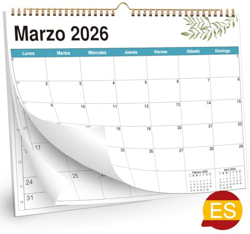 AEYAKA Calendario 2026 Calendarios de Pared, Planificador Mensual, 14 Meses Noviembre 2025 Diciembre 2026 Resumen de vacaciones, 30 cm x 21cm Español (Hojas verdes 2)