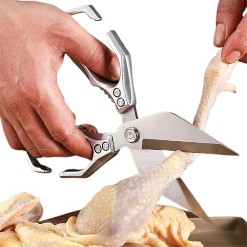 mivceklw Ciseaux de Cuisine Polyvalents - Ciseaux de Boucher en Acier Inoxydable pour Viande Volaille Poisson,Découpeur avec Casse-Noix Antidérapant pour Légumes Poulet Canard Poisson Fruits