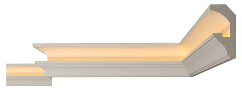 FAST DECOR Premium LED Coving Cornice – Lightweight XPS Ceiling Moulding – Indirect LED Strip Lighting Ready – Paintable & Easy to Install, XPS (CLF01, 10m (5 Length))