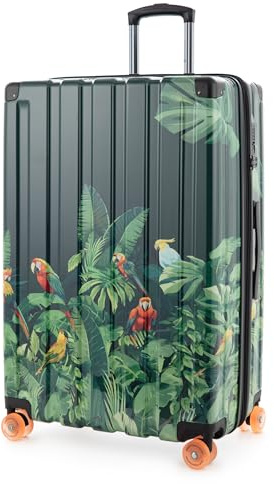 Hauptstadtkoffer Q-Damm Großer Koffer (78 cm) 111-133 L, Design Papagei | ABS-Hartschale · TSA-Zahlenschloss · Erweiterbar · 4 Rollen · Austauschbare Ersatzteile · Aufgabegepäck · Urlaub · 2-3 Wochen