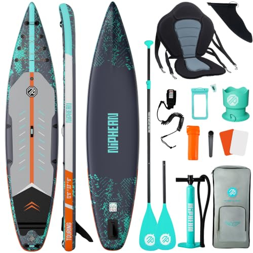 Niphean 380 cm Stand Up Paddling Board, 280 kg Tragfähigkeit Touring SUP Board mit Komplettem SUP-Zubehör&Kickpad, Stabiles Inflatable Paddle Board for Adults Racing-Surfing (Anfängerfreundlich)