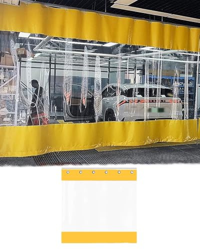 Outdoor Vorhang Wetterfest Transparent Wasserdichter Garagentrennvorhang Schiebemechanismus, Transparente Trennvorhänge Vinyl Schiene, Pergola-Trennwand Werkstatt-Waschanlage(W4.5xH1.8m/15x6ft)