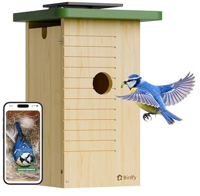 Birdfy Smart Bird House with Camera Solar Powered, Auto Detect & Notify | 1080P HD Live Video & Night Vision for 24/7 Nesting Recording, Ideal Nature Gift for Bird Lovers, AI Identify Lifetime Free