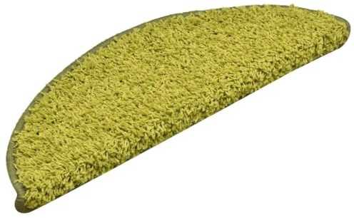 HFXHIJXQ Stufenmatten 30 STK. 56x17x3 cm Grün Halbrund 100% PP getuftet, waschbar & rutschfest Dank doppelseitiger Klebebänder, moderner Treppenläufer für Wohnzimmer, Flur & Büro