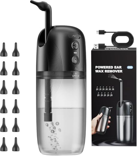 Electric Ear Wax Removal, Ear Cleaning Kit with Water Powered Ear Cleaner, Featuring 3 Pressure Settings and 12 Replacement Tips, Effective Ear Cleaning Tool