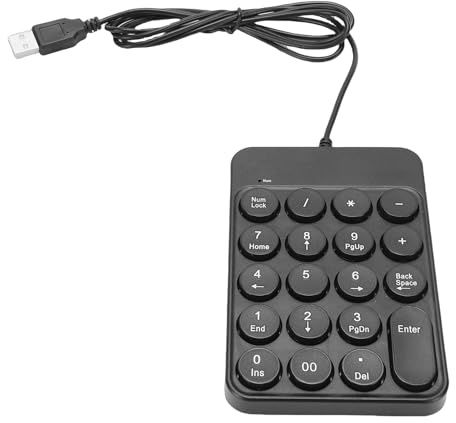 Ausla Tastierino Numerico USB con Copritasti Rotondi, Tastierino Numerico Compatto a 19 Tasti con Poggiapolsi Ergonomico, Base Antiscivolo e Durata di 10 Milioni di per Uffic