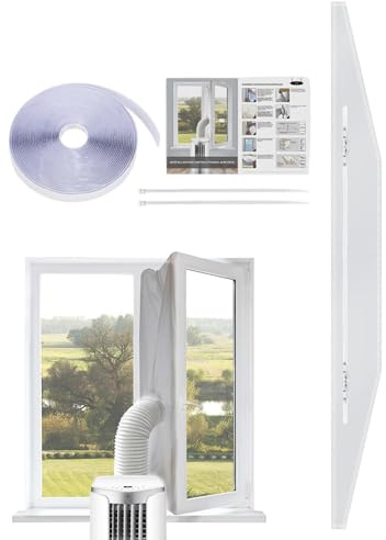 Genérico Sello de Ventana de AC, 400 cm Adaptador Ventana Aire Acondicionado, para Unidad de AC móvil y Secadora, Protectores de Intercambio de Air para Parada de Air Caliente