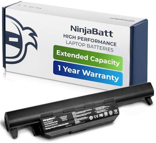 NinjaBatt Batterie pour ASUS A32-K55 X75V X75A K55 F75VD R500V K75VM F75V | Compatible ASUS F75VB F75VC R503U R503A R503C K55VD X75VD K75VD K75DE K55N K55VM K45VS K45VJ K55DR – 6 cellules 4400mAh 48Wh