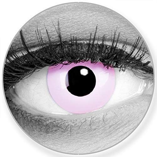 Funnylens Farbige pinke rosa Kontaktlinsen Pink - weich ohne Stärke 2er Pack + gratis Behälter – 12 Monatslinsen - perfekt zu Halloween Karneval Fasching oder Fasnacht