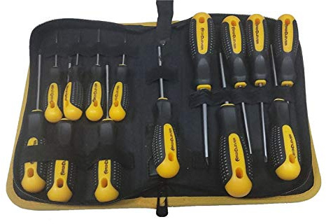 NRGLEVER 14 Pièces Kit de Tournevis Magnétique, 4 Taille Épreuve Tournevis | Coffret Tournevis en Acier Au chrome Vanadium, avec Poignée Antidérapante, avec Sac à Outils, pour DIY, Meubles D'entretien