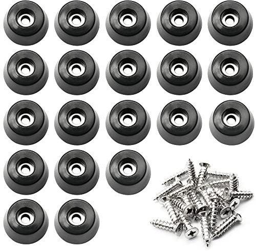 Patas de Goma para Tabla de Cortar con arandela y Tornillos inoxidables, Patas Redondas de Goma Negras de 1.25 Pulgadas, Almohadillas Antideslizantes para Muebles, Paquete de 20