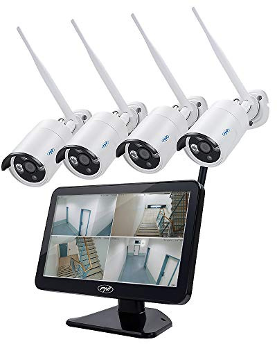PNI HSWIFI650 hus WiFi650 videokit-4 P2P Full HD Wi-Fi övervakningskameror och 12-tums LCD-skärm