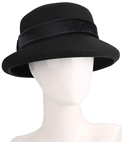 SYMX 100% Wolle Hut Damenhut weich breite Krempe Hut Schlapphut mit Retro Wolle Wolle Fischerhut Fedora-Hut Damen Party Nette Art perfekt für tägliches Tragen und andere Anlässen(Farbe5 Größe 57cm),D