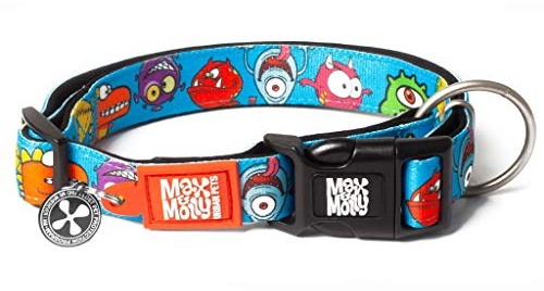 Max & Molly Gotcha! Hundehalsband Halsband Hund mit Smart ID, gepolstertes Neopren Halsband mit Design für sehr kleine Hunde, wasserdicht, bequem, verstellbar, Little Monsters, XS