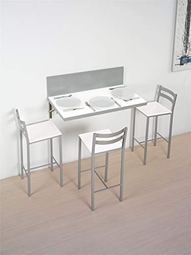 ASTIMESA Mesa de Cocina de Pared Multiposición Blanco, 90x50 cms ó 90x30 cms