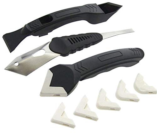 Elinala Grattoir de Retrait de Silicone, Lisseur Joint Silicone, Outil de Calfeutrage de Grattoir en Silicone 8 Pièces, Kit de Nettoyage de Finition de Mastic pour Salle de Bain, Cuisine et Chambre
