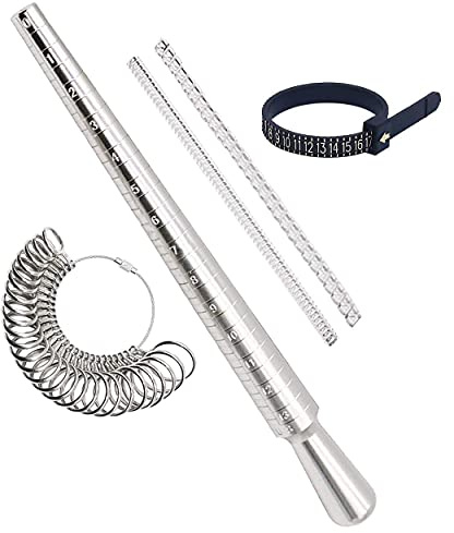 HEYMOUS Herramienta de medición de anillos redondos de mandril, herramienta de medición de tamaño de anillo, medidor de tamaños, dedo US 1-13 con medio tamaño