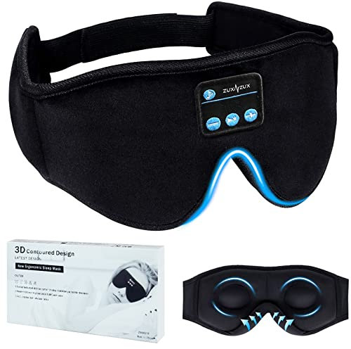 ZUXNZUX Schlafmaske Frauen und Herren, 3D Augenmaske Schlafmaske mit Bluetooth-Kopfhörer, Verstellbarem Schlafkopfhörer Bluetooth für Reisen, Yoga, Schlafen, Schlafmaske für Seitenschläfer