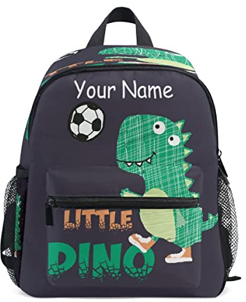 Individueller Kinder-Rucksack, personalisierter Rucksack mit Namen/Text, Dinosaurier, Spiel, Fußball, Kindergarten, Vorschultasche für Mädchen und Jungen