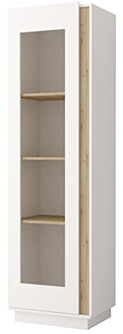 Vitrine Grey Vitrinenschrank Aktenschrank Wohnzimmervitrine Wohnzimmerschrank Vitrine mit DREI Einlegeböden Stillvolles Modern Design