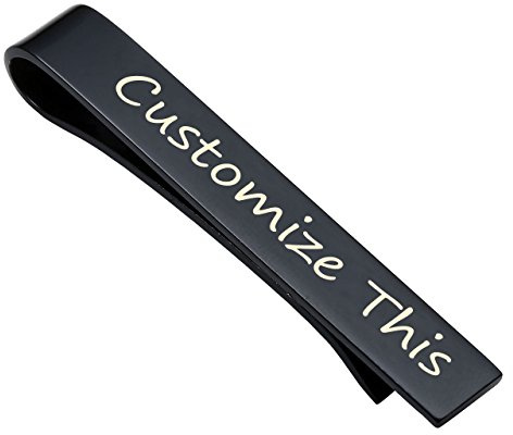 Zysta Personalisiert Krawattenklammer mit Gravur Edelstahl Krawattennadel Skinny Business Tie Clip für Männer Herren, Silber/Gold/Schwarz