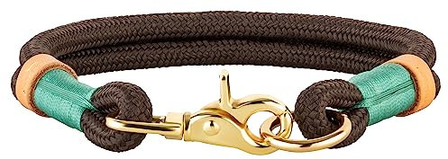 Michur Monaco Braun, Hundehalsband Braun Verstärkung und Tau, Rund mit Polyamidkern und aus Nylon geflochten, Halsband für Hunde