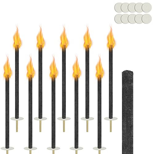 SUBTLETY 50 Pezzi Torcia da Giardino in Cera Naturale con Protezione per le Mani e Manico Extra Lungo Tempo di Combustione 100 min per Esterni Giardino Campeggio Escursioni Notturne