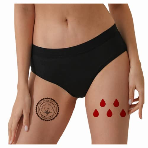 Ronronner Biancheria Intima Mestruale,Mutande Assorbenti Mestruali=4-5 tamponi,Ecologica-Cotone,Lavabile Riutilizzabile,Mutande Assorbenti Donna,Mutandine Periodico,Slip per Ciclo Mestruale