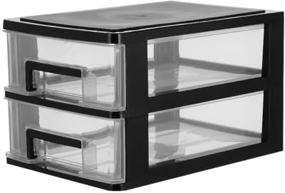 Ciieeo Schreibtischschublade Aufbewahrungsregale Kunststoff Durchsichtiger Behälter Kunststoffbox Kunststoffschubladen Kosmetik-Organizer Lagerregal Schließfach Aufbewahrungsbox Schwarz