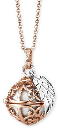 Engelsrufer Damen Halskette aus Sterling Silber mit Klangkugel Anhänger Roségold in der Größe XS mit perlmutt Klangkugel, Karabinerverschluss, nickelfrei, Größe: 45+5 cm, ERN-ER23-20-XS-R