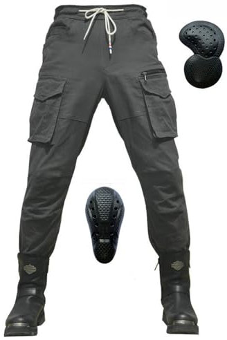 Herren Motorradhose,Motorradjeans Motorrad Hose Mit 2 Paar Protektoren An Hüfte Und KnieAbnehmbare Schutzhose, Atmungsaktivem, Verschleißfestem (Grau,4XL)
