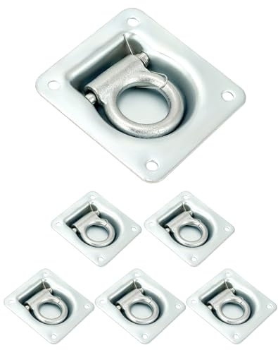 QWORK® Pack de 6 Anillos de Sujeción Tráiler, Canal de Amarre, Accesorios para Remolque, fijación para el Transporte de mercancías