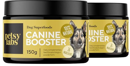 Petstile Canine Booster mit Grünlippmuschel-Extrakt für Hunde - Expertenformulierte Superfood-Mischung mit 26 Wirkstoffen - 150g Pulver