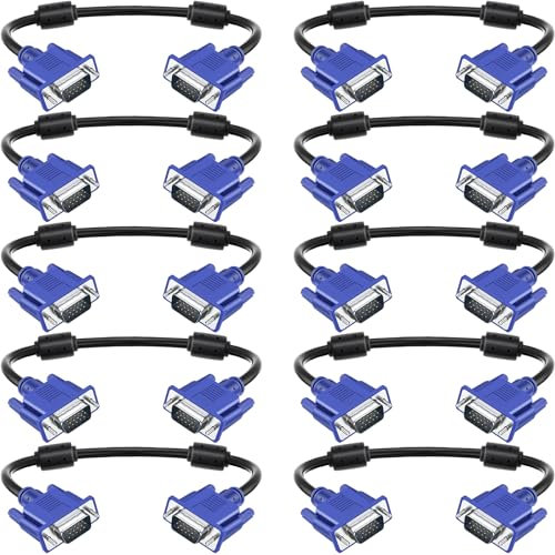SAISN VGA to VGA Cable 10 Pack, VGA to VGA Computer Monitor Cable Male to Male Video Cord Lead for TV, Projectors, Displays, 0.5M
