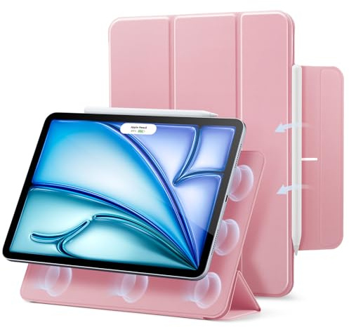 ESR für iPad Air 11 Zoll Hülle M4/M3/M2, iPad Air 5./4.Hülle, Rosa | Trifold Zwei Wege Ständer, Starke Magnetbefestigung, Langlebiger Schutz, Rebound Serie