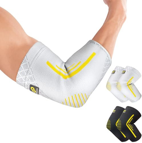 Bracoo Ellenbogenbandage, Tennisarm Bandage, Ellenbogen Bandage Herren Damen, Ellbogen Bandage für Sport, Gym, Golf, Tennis, Gelenkschmerzen, Golferarm, 2 Stück für Rechts Links Arm, EE92 Grau M