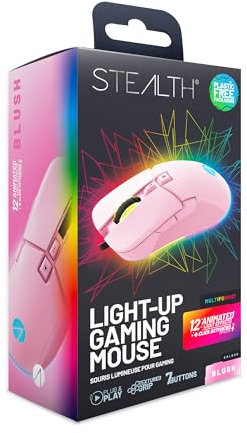 STEALTH Pastel Pink LED Light-Up 7-Button Gaming Mouse - Compatible with Gaming Consoles & PC