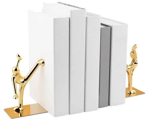 Bvdfgk Goldene Buchstützen für Regale – Kick-Legs-Stil, goldene Buchstützen für, Edelstahl-Buchstopper-Halter für Bücherregal, Schreibtisch, Büro, Heimdekoration