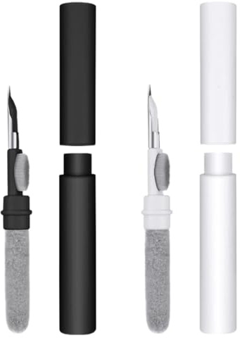 WMUVAZA Bolígrafo de Limpieza de Auriculares, 2 Piezas Cepillo de Limpieza, Lápiz de limpieza de polvo con cepillo de cerdas suaves para la limpieza de objetivos, filtros, teléfonos móviles