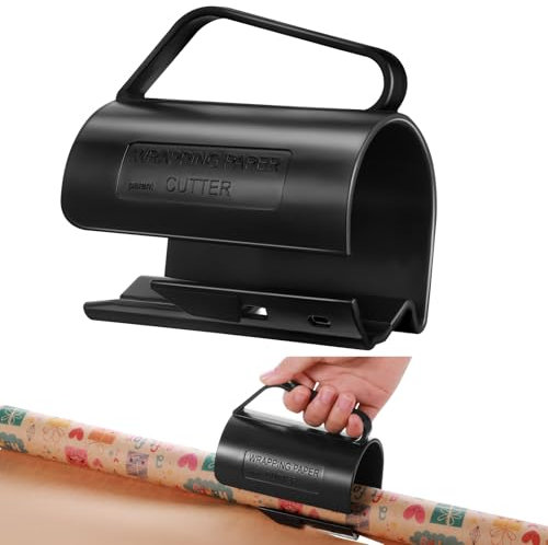 Geschenkpapier Schneider für Rollen, Geschenkpapierschneider Papierrollen Schneider Geschenkpapier Cutter Papierschneider für Geschenkpapier Geburtstag (Schwarz)