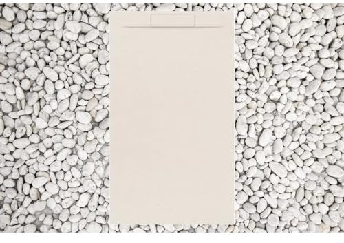 Duschwanne 120 x 100 cm, Beige Line Plus, aus Harz und Marmorpulver mit seitlichem Gitter aus Marmorharz