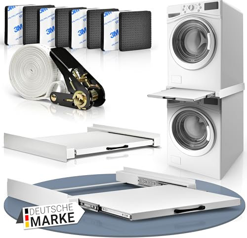 LECURE® Cadre de connexion pour machine à laver [60 x 60 cm] – Cadre intermédiaire universel pour connecter la machine à laver et le sèche-linge – Avec plaque extensible