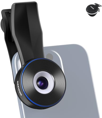 NEEWER 45X Mini Obiettivo per Microscopio + Clip per Lente Telefono Filettata da 17mm, Luce LED a 2 Livelli, Osservazione del Mondo Microscopico, Cavo USB C, Compatibile con iPhone Samsung, LS-32 PRO