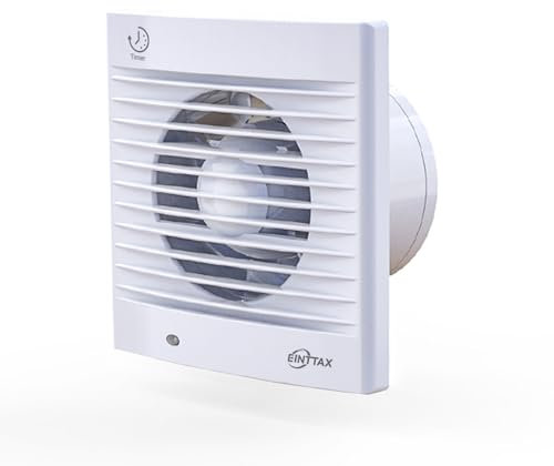 EINTTAX Aspiratore Bagno 100 mm, silenzioso, 34 dB, Con timer e valvola di ritegno, per bagno, cucina, WC, garage, cantina, bianco