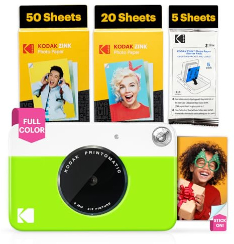 Kodak Printomatic Sofortbildkamera – 75 Blatt Paket – 5MP – Zink 2x3 Fotos – Tragbar – Grü