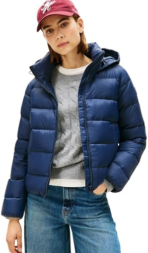 Tommy Hilfiger Cazadora acolchada Mujer Down Casual Jacket con capucha, Azul (Dark Night Navy), XXXL
