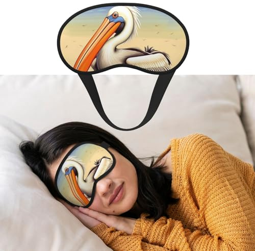 Augenmaske zum Schlafen, atmungsaktiv, lichtblockierend, Schlafmaske, Pelikan, Vögel, Nacht, Augenbinde, weich, bequem, Nacht-Augenschutz, für Männer und Frauen, Augenabdeckung für Nickerchen zu Hause