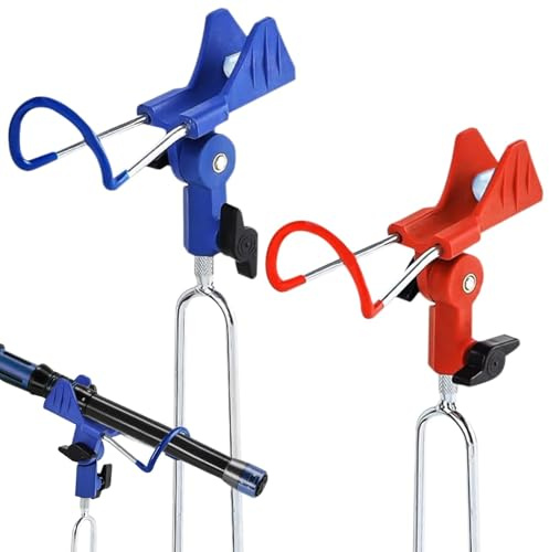 GOMETY 2 supporti per canna da pesca, regolabili a 360°, in acciaio inox, supporto universale per canna da pesca, accessori da pesca, portatile, rimovibile, forte e stabile, per pesca in fiume, pesca